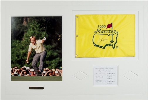 Jack Nicklaus Signed Masters Flag In Matted Display